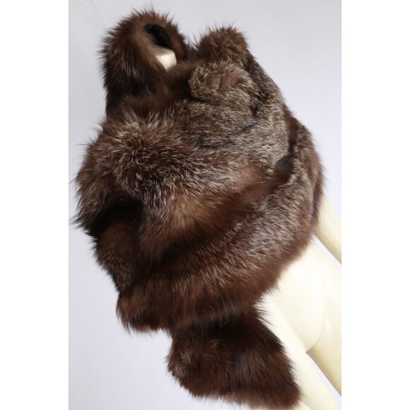 Vintage C. Henning Brown Raccoon Fur Overcoat Cape Wrap Scarf Luxury Real Fur - Picture 12 of 16